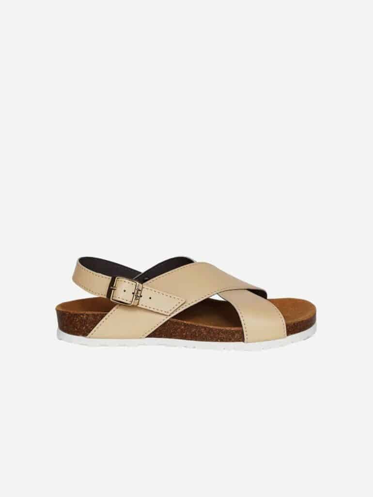 Beige vegan leather crossover apple leather sandals (good guys dont wear leather mimi sandals)