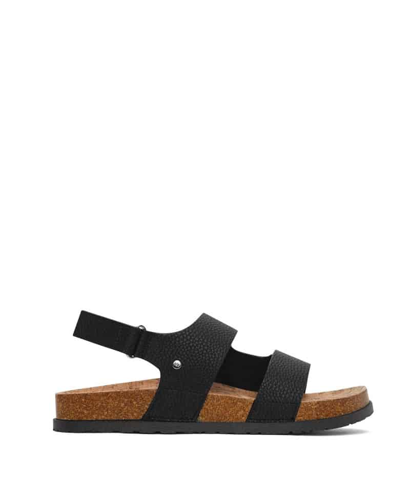 Black vegan leather two strap sandals with ankle strap from Matt and Nat