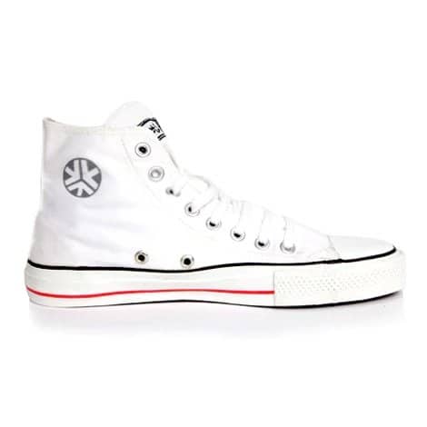 White canvas vegan high top sneakers