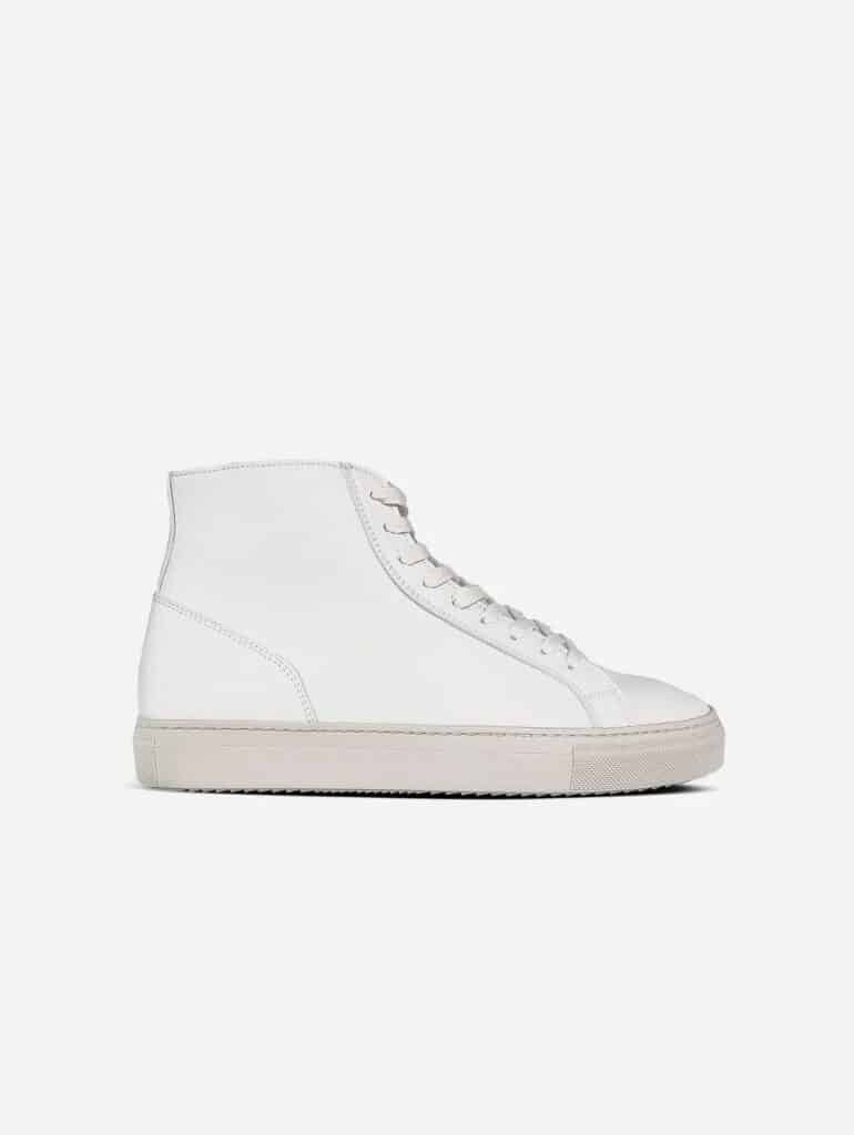 White vegan leather high top sneakers