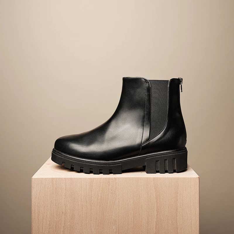 Black vegan leather Chelsea boots from Bhava