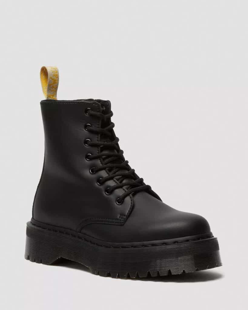 Black vegan leather platform lace up Dr Martens boots
