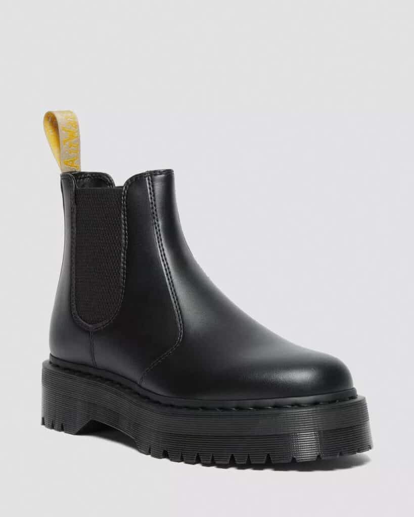 Vegan leather black platform Dr Martens Chelsea boots