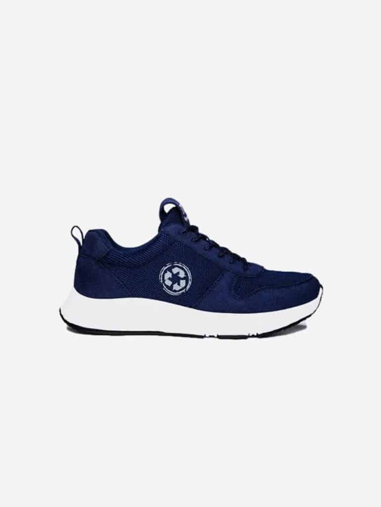 NAE recycled PET white and navy trainers