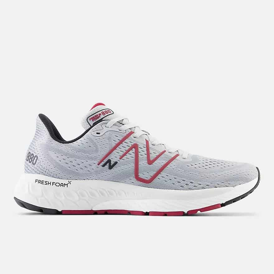 New Balnace mens fresh foam 880 grey, white and red trainers