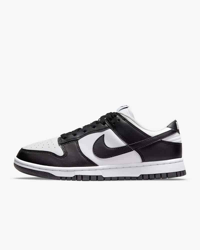 Nike womens Dunk trainers, black and white upper with black nike logo and black and white soles