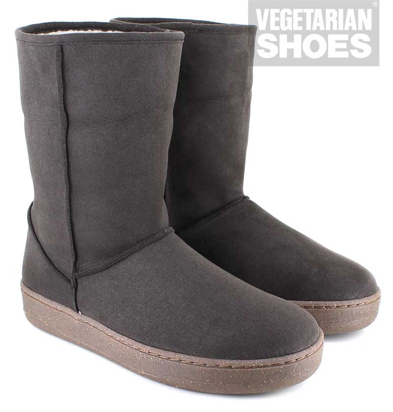 Black tall vegan faux shearling and vegan fur Snugge boots (vegan ugg style boots) from Vegetarian Shoes