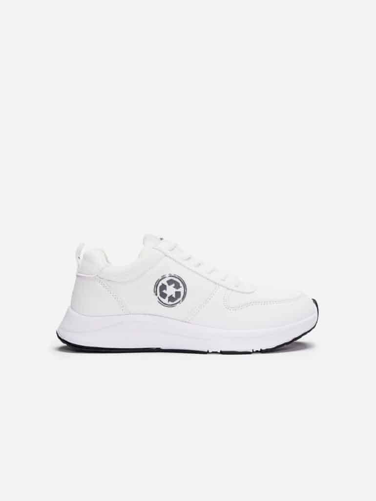 White vegan trainers made from recycled PET