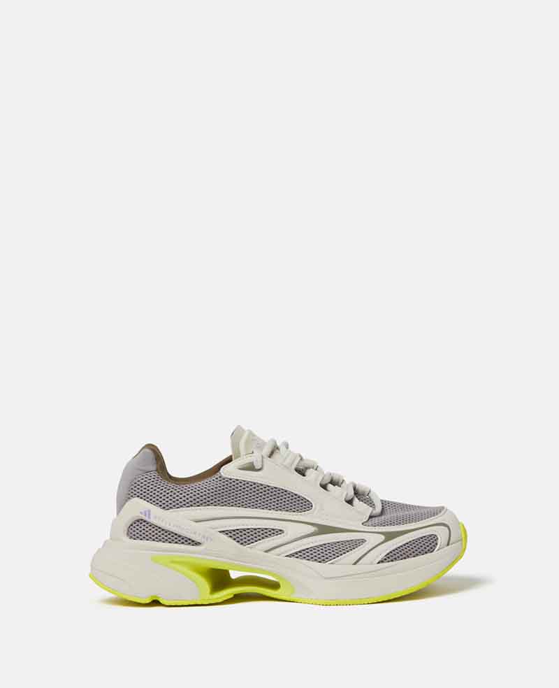 adidas x Stella McCartney Sportswear 2000 trainers in grey and white with yellow detailing