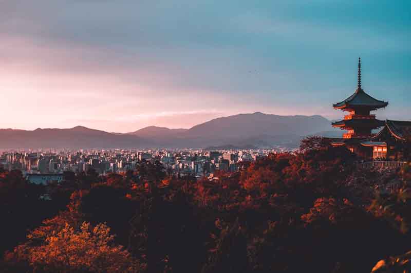View over Kyoto and mountains