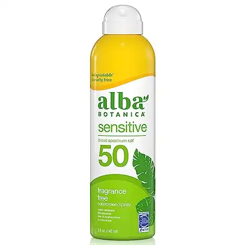 Alba Botanica Sensitive Sunscreen Spray for Face and Body, SPF 50