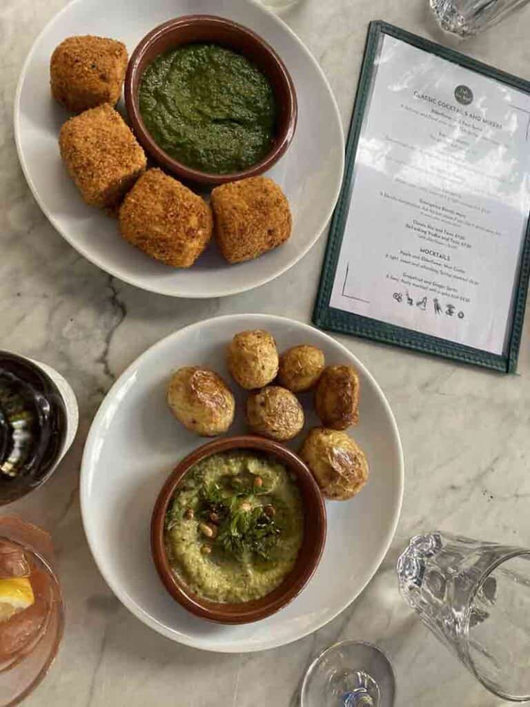 Starters at Cafe Van Gogh, a vegan cafe in South London