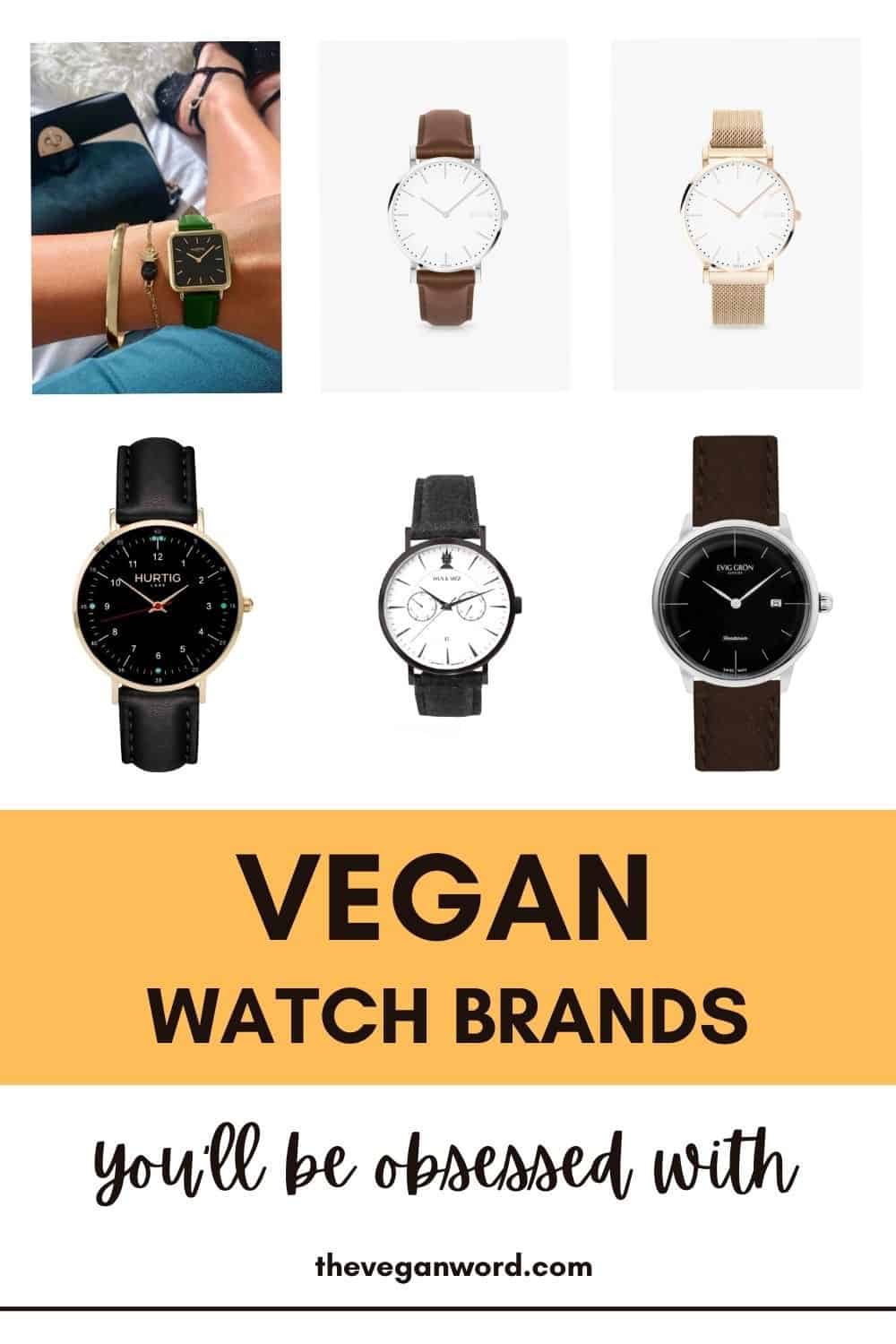 Pinterest image showing vegan watches